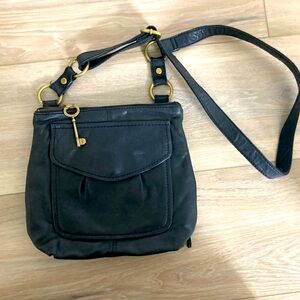 Vintage Fossil 1954 Black Leather Purse